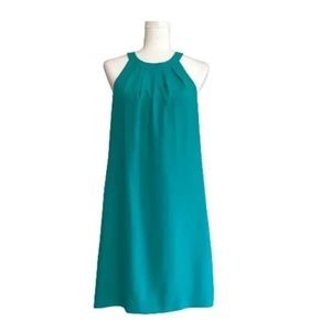 J. Crew Factory Dress Teal Halter Sleeveless Open Wrap Back Shift Dress Size 0